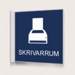 Flaggskylt Skrivarrum Mörkblå 150 x 150 mm