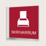 Flaggskylt Skrivarrum Röd 150 x 150 mm