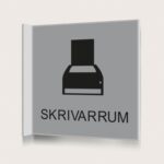 Flaggskylt Skrivarrum Silver 150 x 150 mm