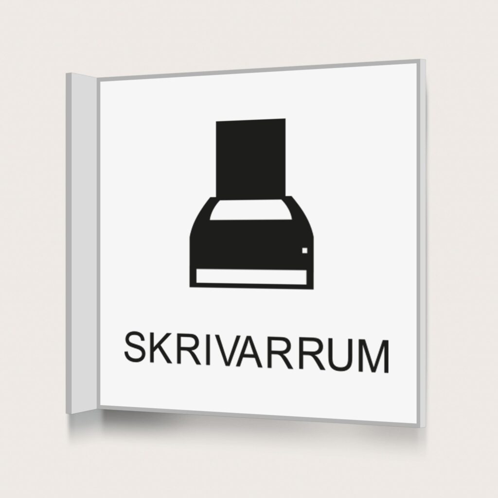 Flaggskylt Skrivarrum Vit 150 x 150 mm