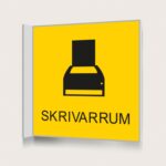 Flaggskylt Skrivarrum Gul 150 x 150 mm