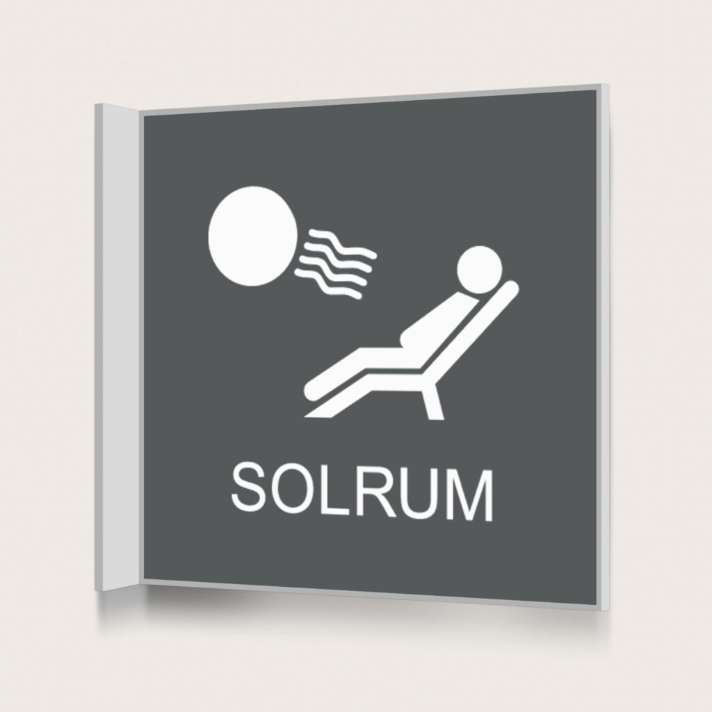 Flaggskylt Solarium Charcoal 150 x 150 mm