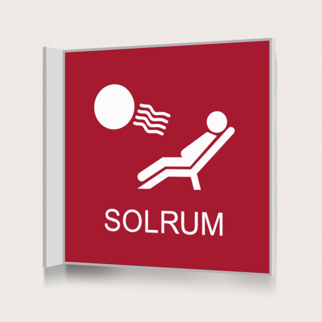Flaggskylt Solarium Röd 150 x 150 mm