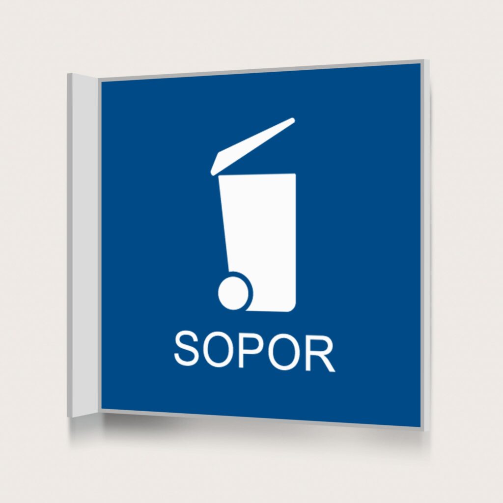 Flaggskylt Sopor Blå 150 x 150 mm