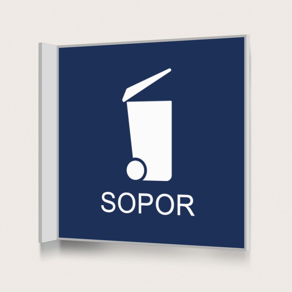 Flaggskylt Sopor Mörkblå 150 x 150 mm