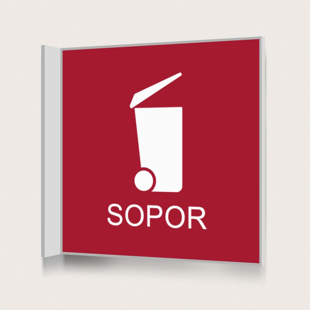 Flaggskylt Sopor Röd 150 x 150 mm