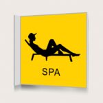 Flaggskylt Spa Gul 150 x 150 mm