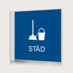 Flaggskylt Städ Blå 150 x 150 mm