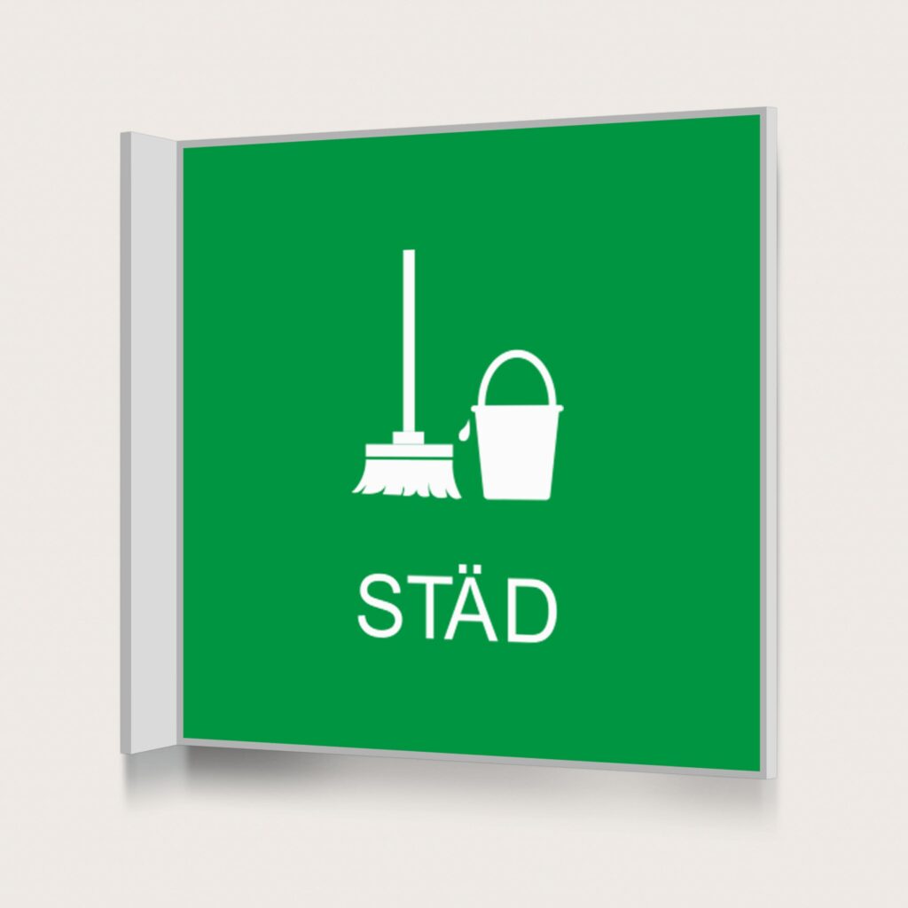 Flaggskylt Städ Grön 150 x 150 mm