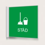 Flaggskylt Städ Grön 150 x 150 mm