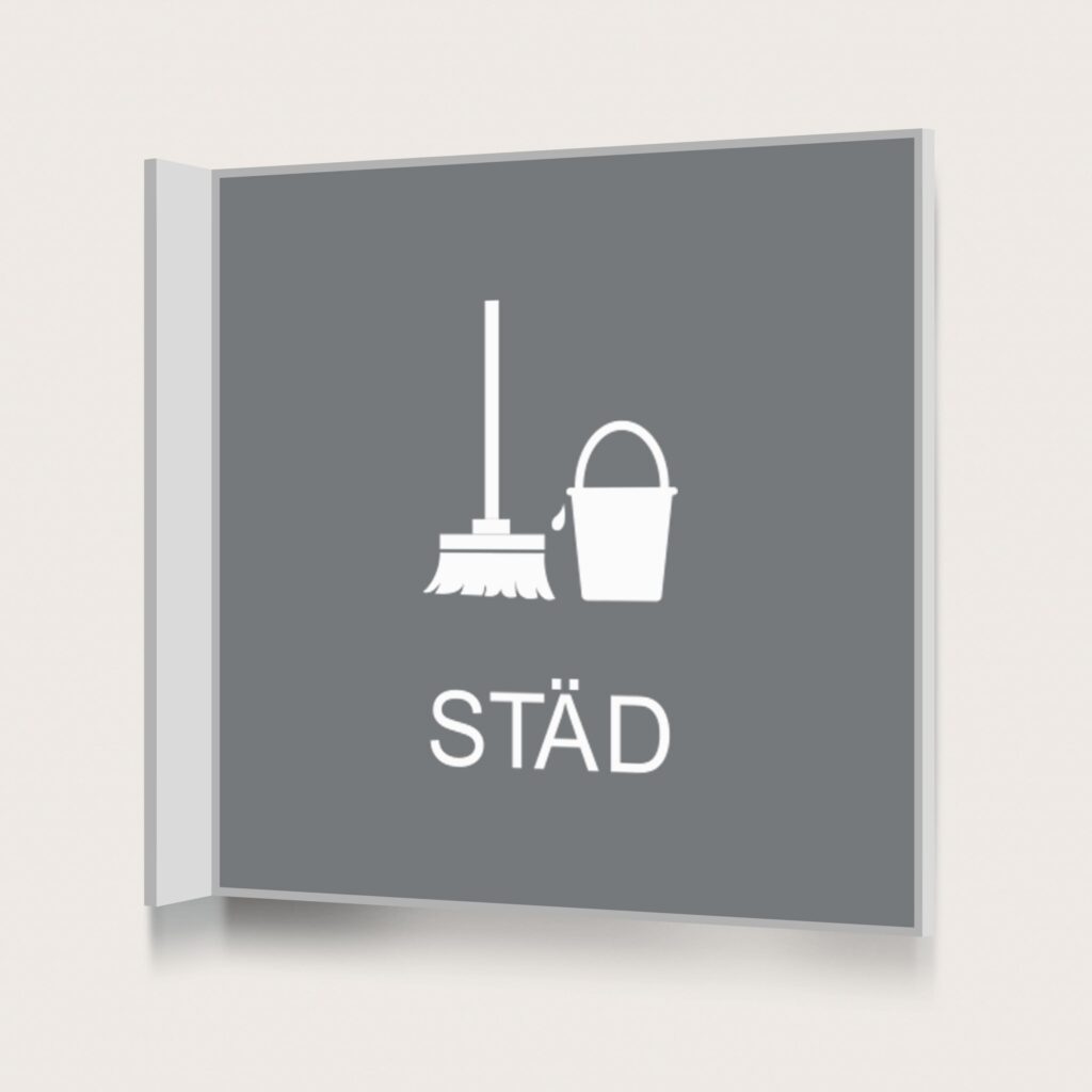 Flaggskylt Städ Grå 150 x 150 mm