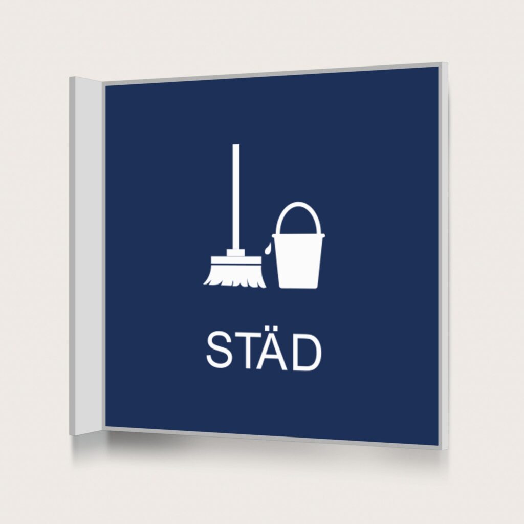 Flaggskylt Städ Mörkblå 150 x 150 mm