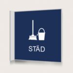 Flaggskylt Städ Mörkblå 150 x 150 mm