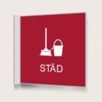 Flaggskylt Städ Röd 150 x 150 mm