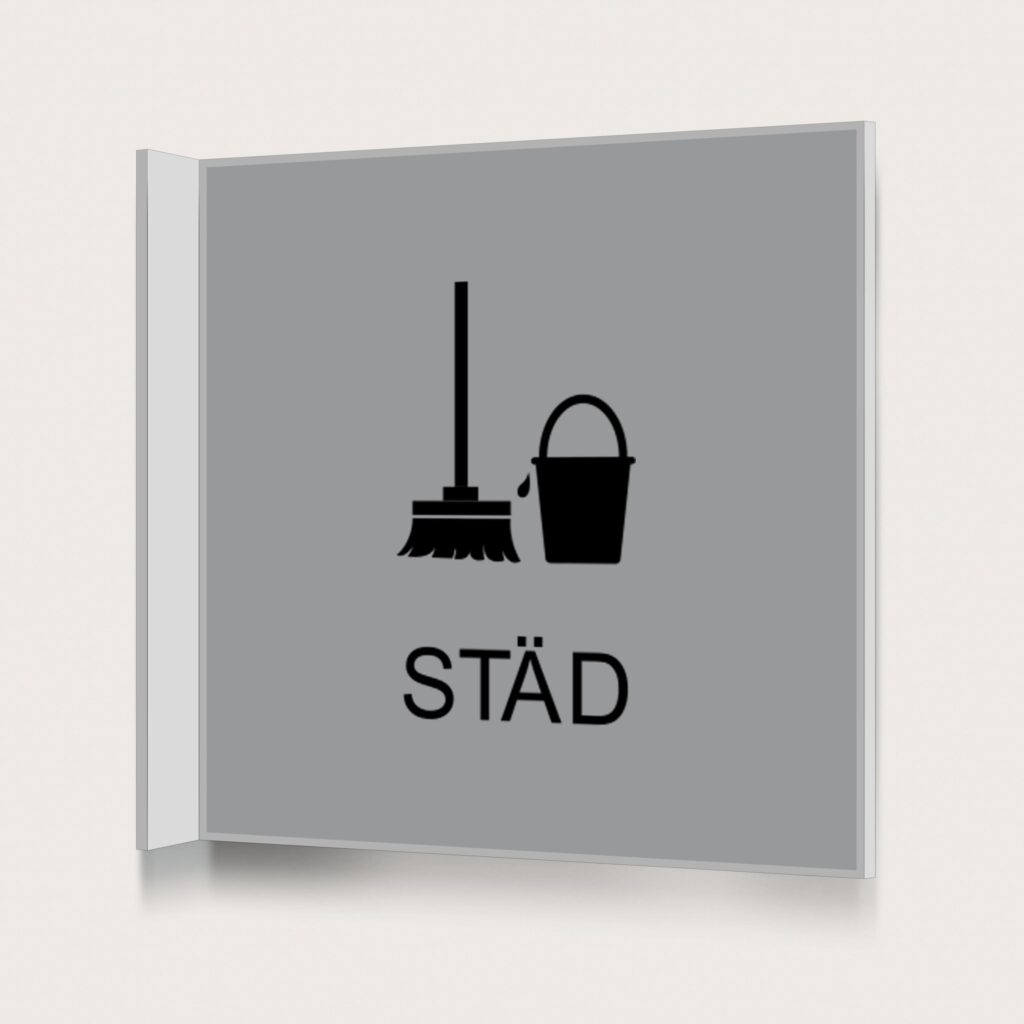 Flaggskylt Städ Silver 150 x 150 mm