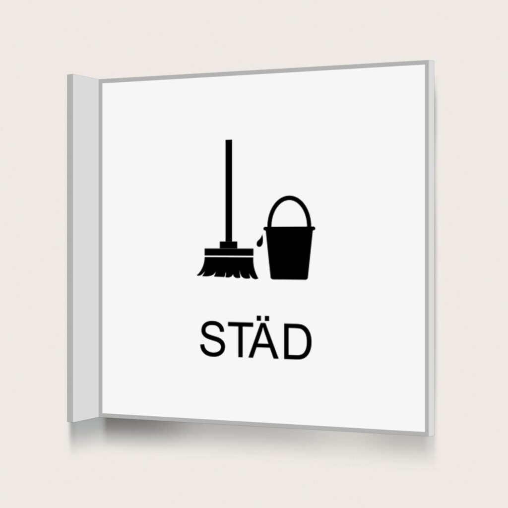 Flaggskylt Städ Vit 150 x 150 mm