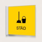 Flaggskylt Städ Gul 150 x 150 mm