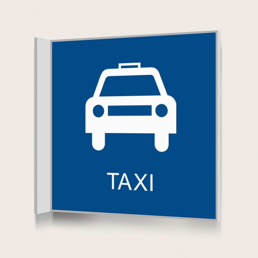 Flaggskylt Taxi Blå 150 x 150 mm