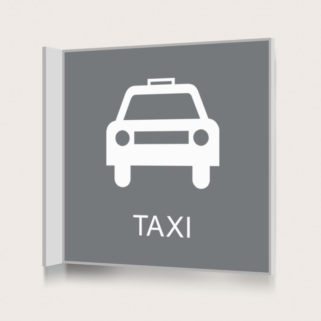 Flaggskylt Taxi Grå 150 x 150 mm