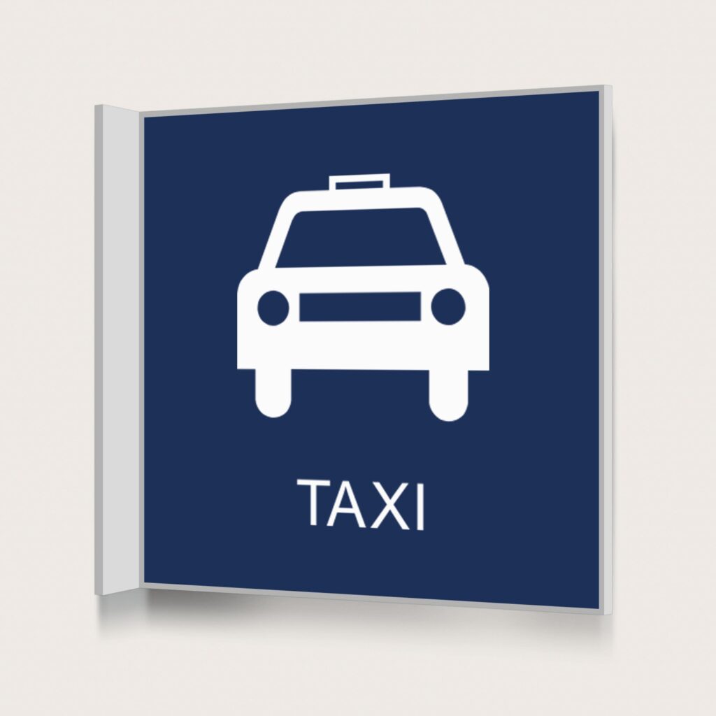 Flaggskylt Taxi Mörkblå 150 x 150 mm