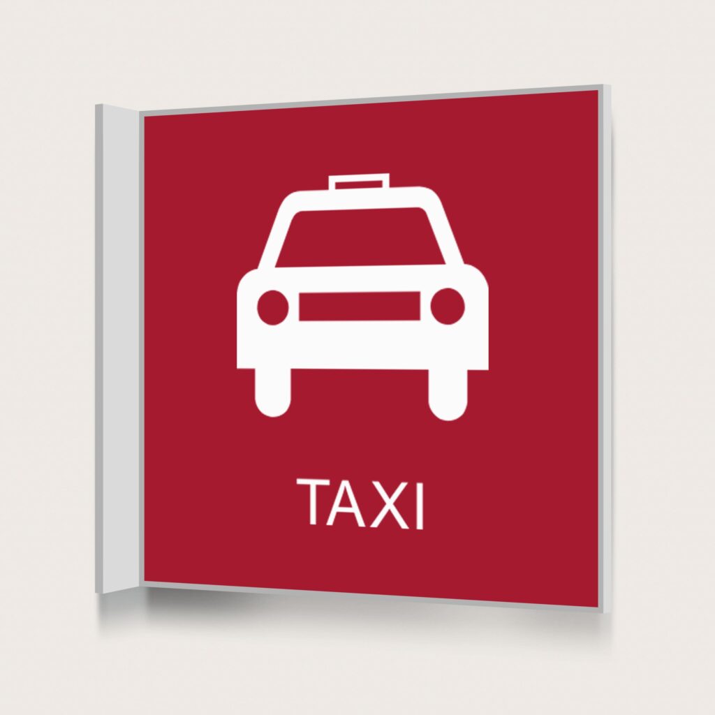 Flaggskylt Taxi Röd 150 x 150 mm