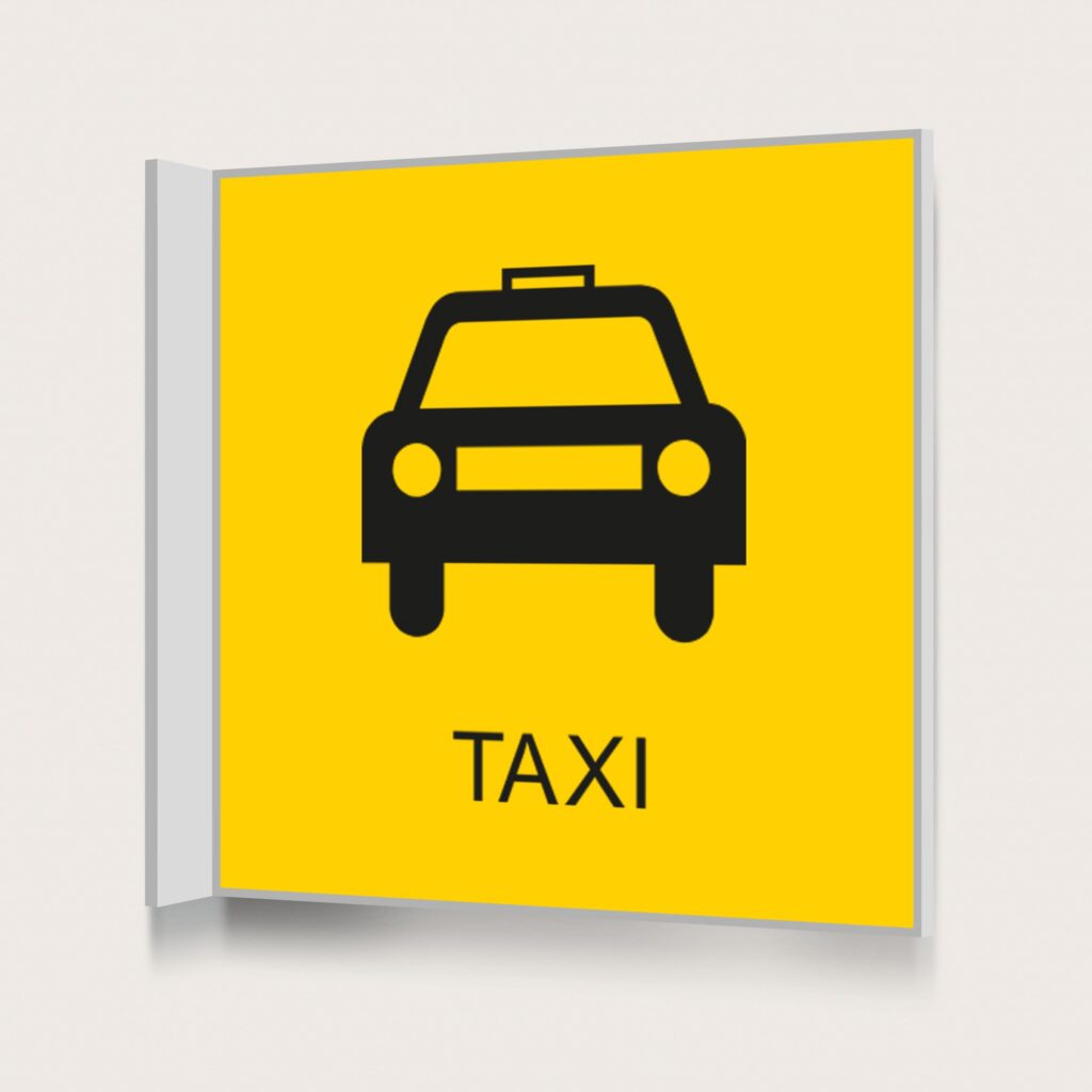 Flaggskylt Taxi Gul 150 x 150 mm