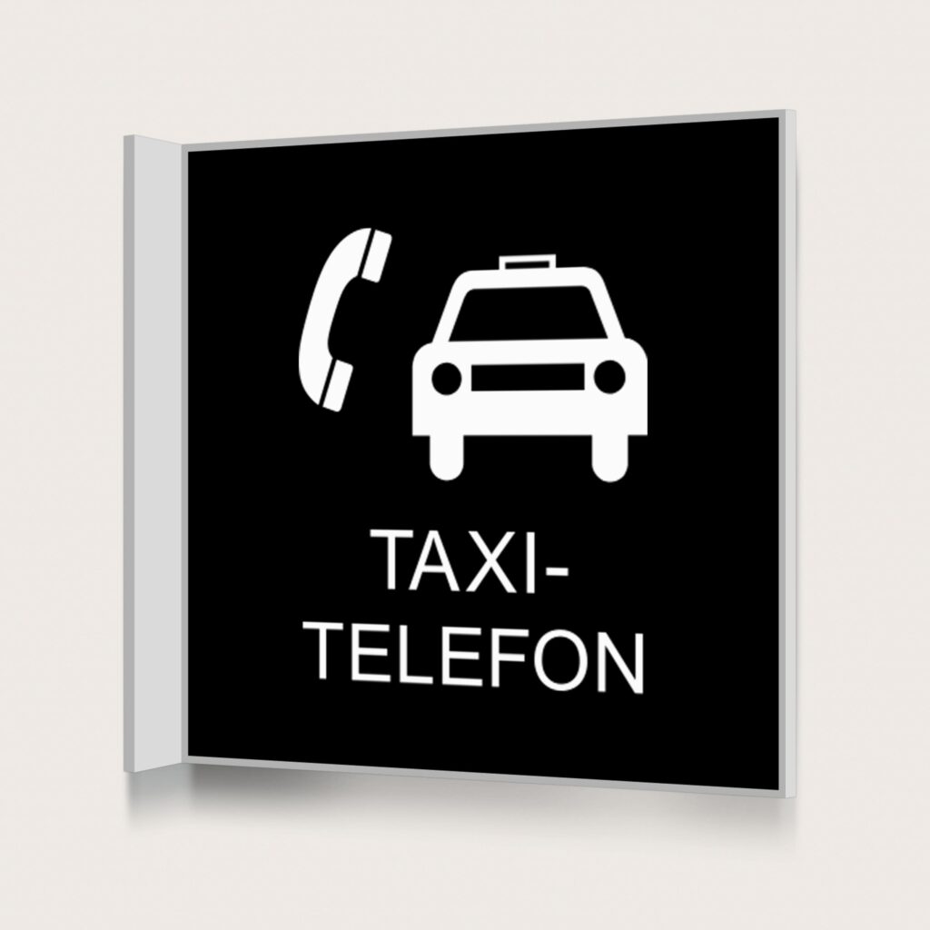 Flaggskylt Taxitelefon Svart 150 x 150 mm