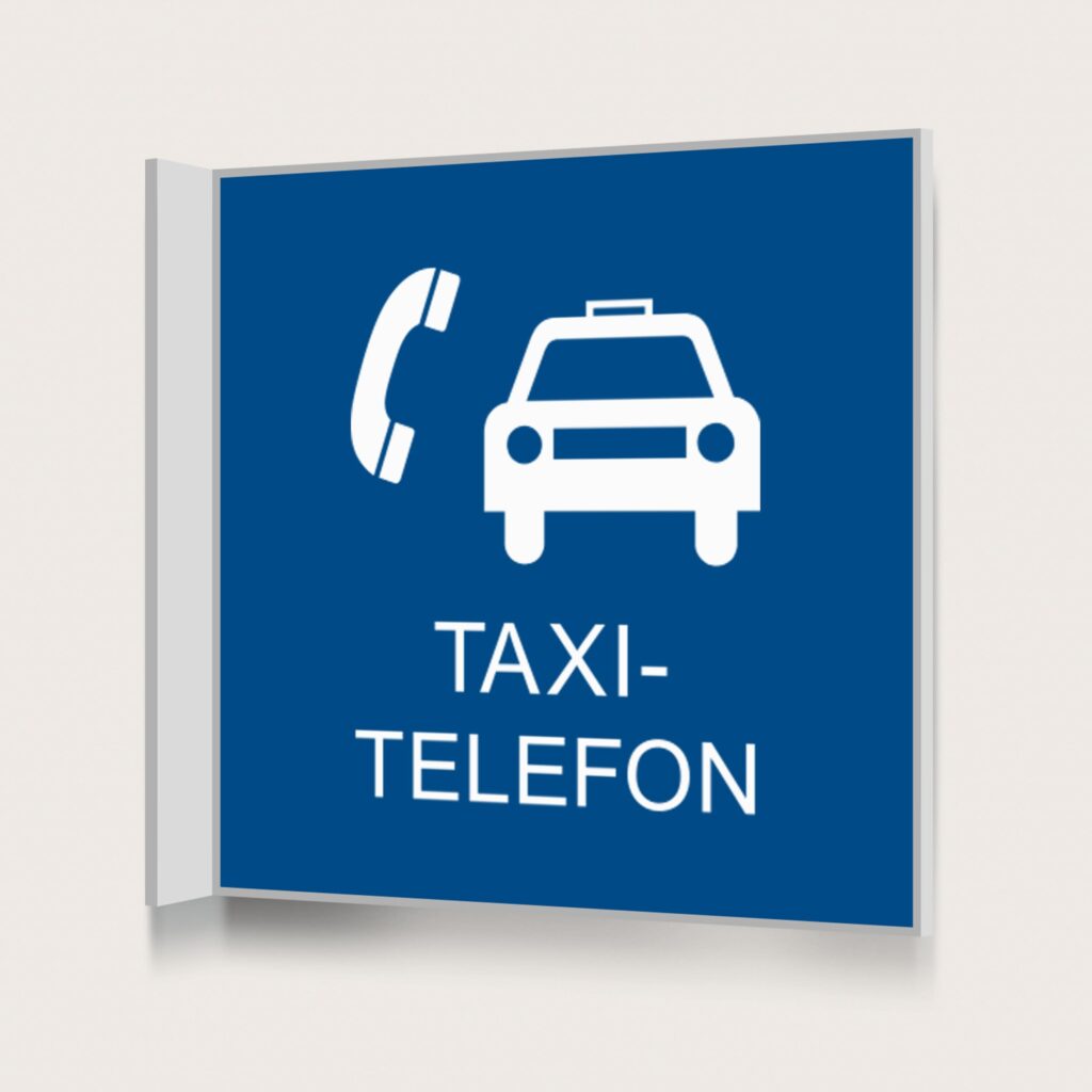 Flaggskylt Taxitelefon Blå 150 x 150 mm
