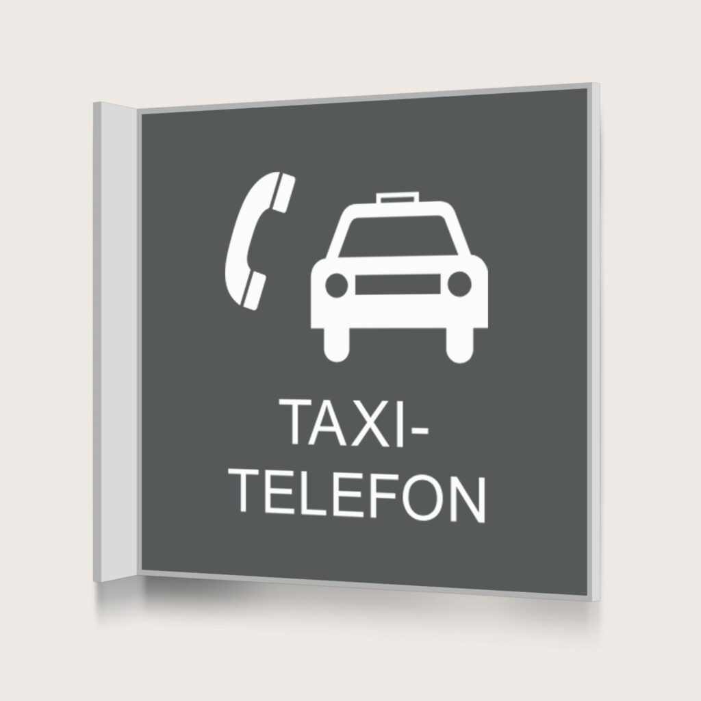 Flaggskylt Taxitelefon Charcoal 150 x 150 mm