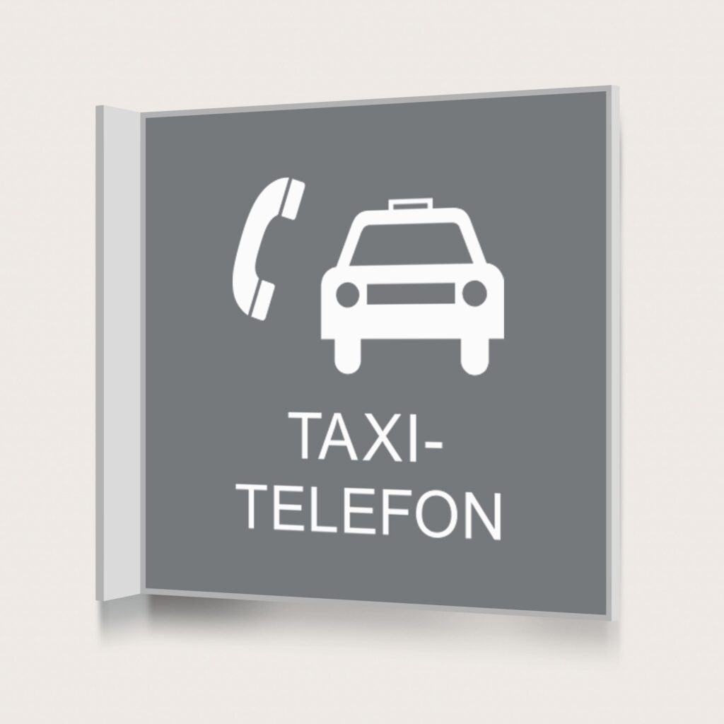 Flaggskylt Taxitelefon Grå 150 x 150 mm