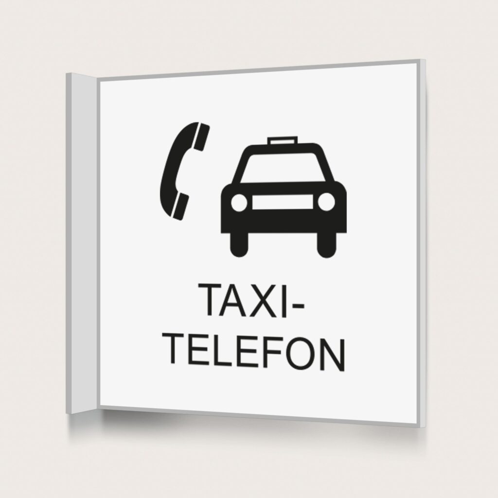 Flaggskylt Taxitelefon Vit 150 x 150 mm