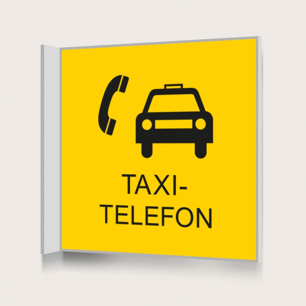 Flaggskylt Taxitelefon Gul 150 x 150 mm