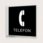 Flaggskylt Telefon Svart 150 x 150 mm