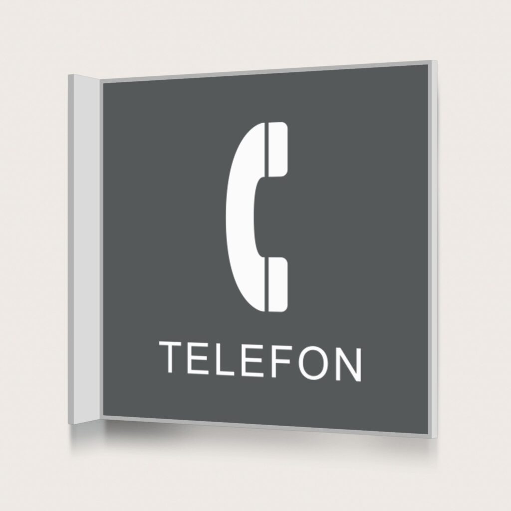 Flaggskylt Telefon Charcoal 150 x 150 mm