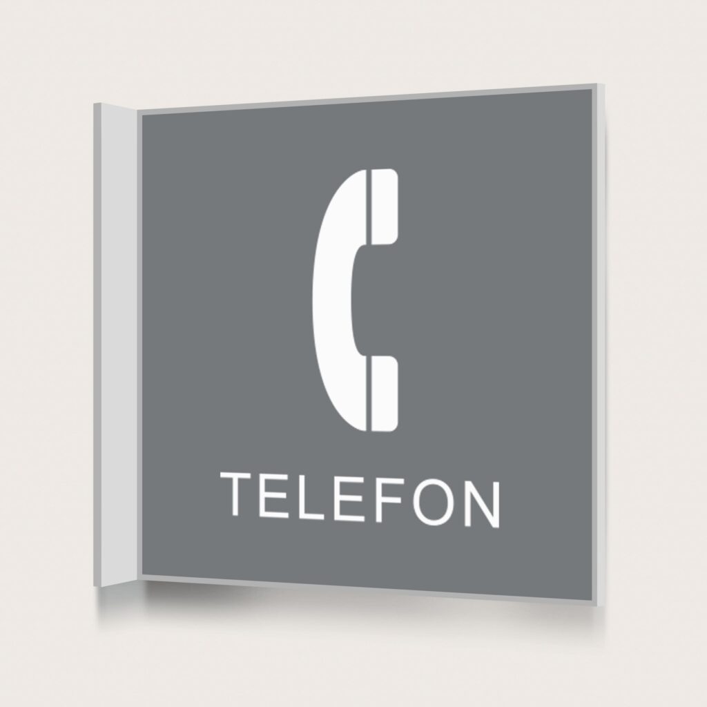 Flaggskylt Telefon Grå 150 x 150 mm