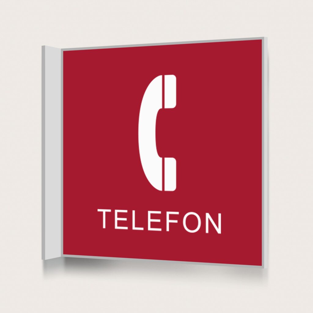 Flaggskylt Telefon Röd 150 x 150 mm