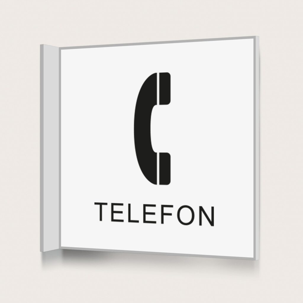 Flaggskylt Telefon Vit 150 x 150 mm