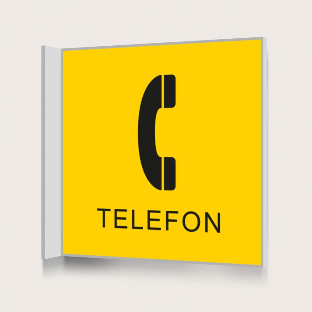 Flaggskylt Telefon Gul 150 x 150 mm
