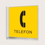 Flaggskylt Telefon Gul 150 x 150 mm