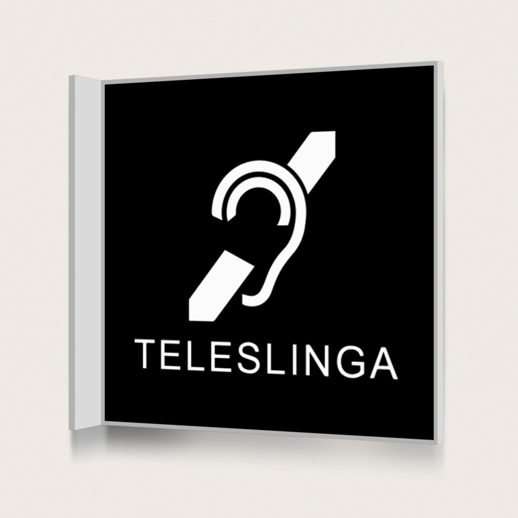 Flaggskylt Teleslinga Öra Svart 150 x 150 mm