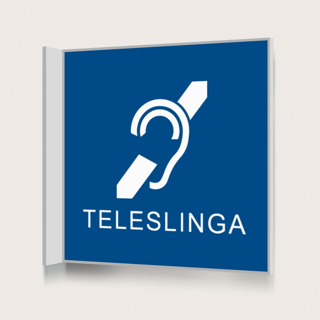 Flaggskylt Teleslinga Öra Blå 150 x 150 mm