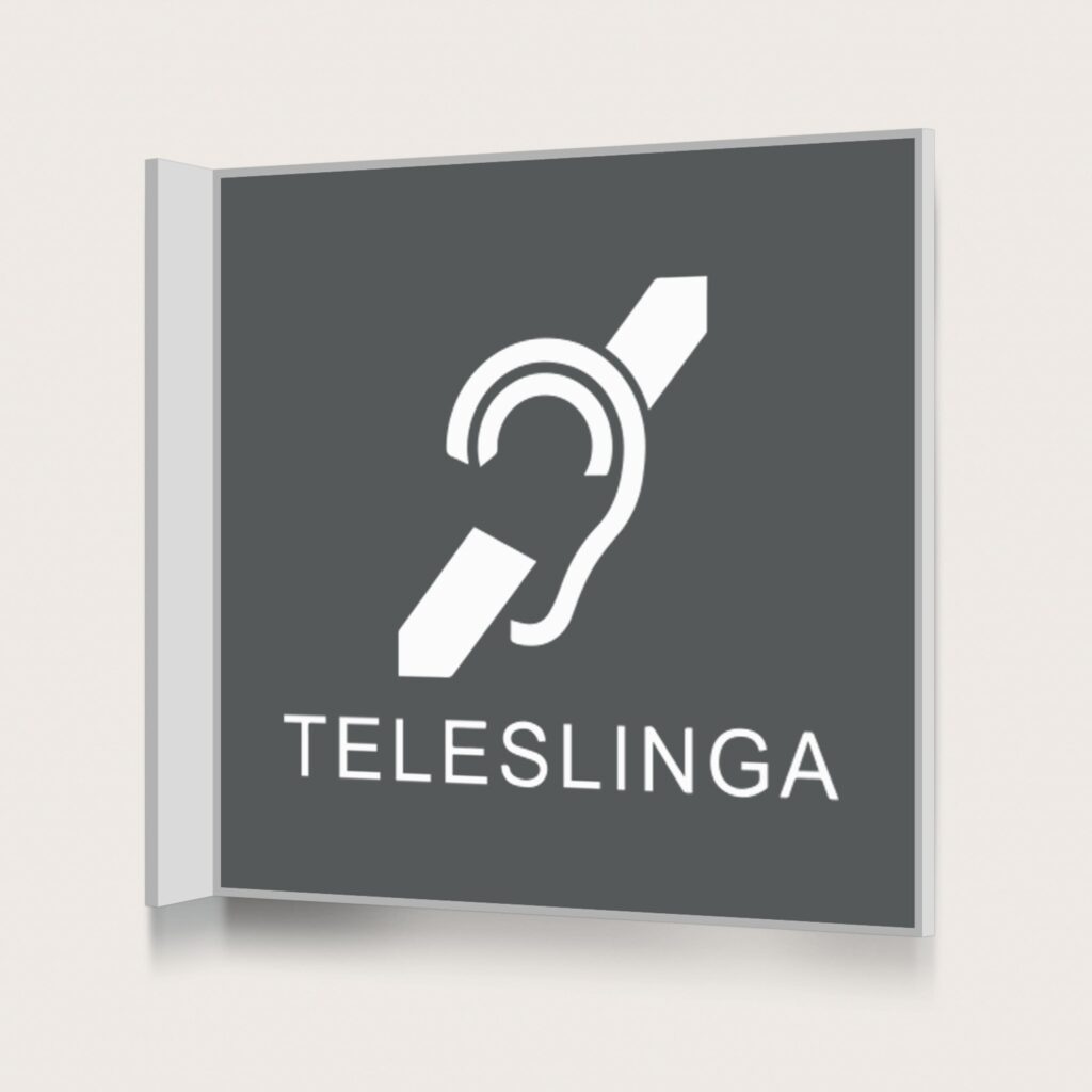 Flaggskylt Teleslinga Öra Charcoal 150 x 150 mm