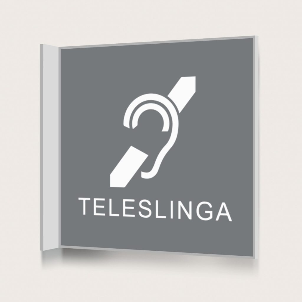 Flaggskylt Teleslinga Öra Grå 150 x 150 mm