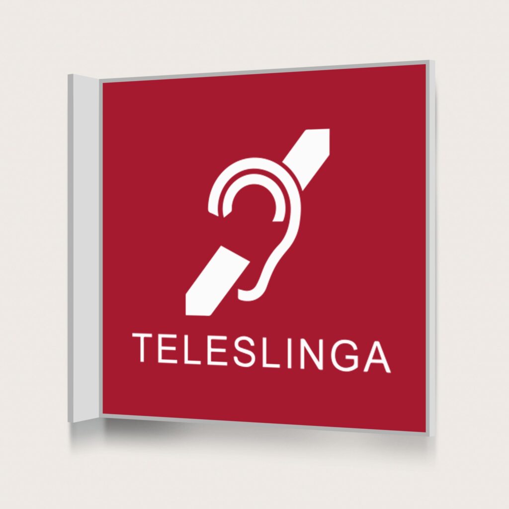 Flaggskylt Teleslinga Öra Röd 150 x 150 mm