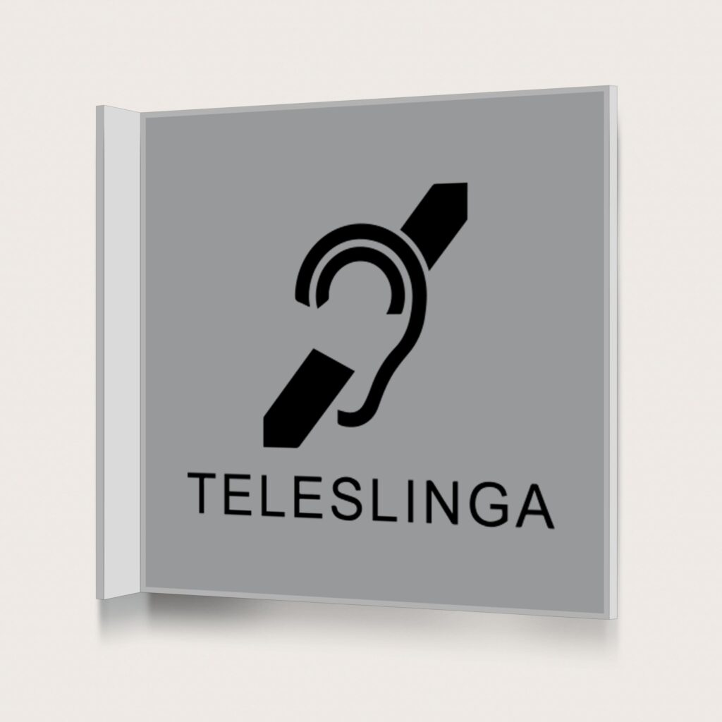 Flaggskylt Teleslinga Öra Silver 150 x 150 mm