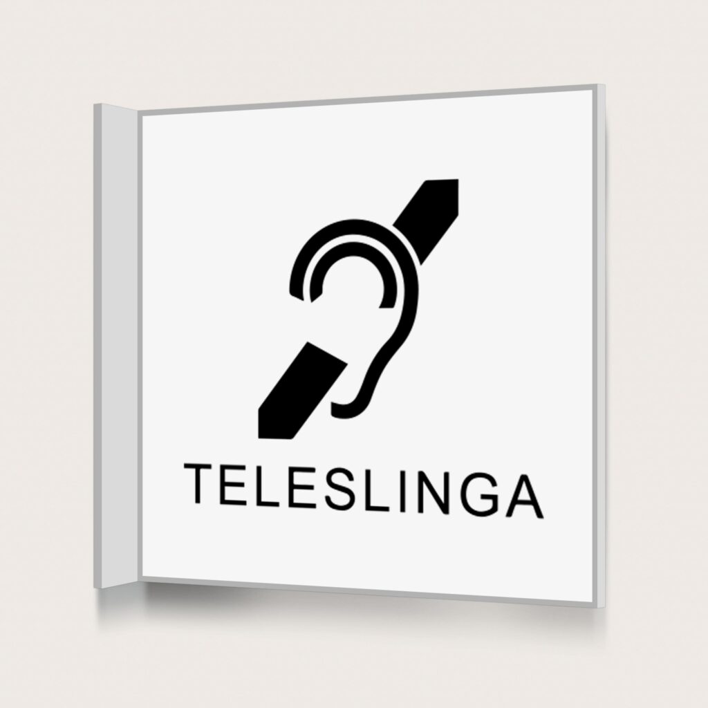 Flaggskylt Teleslinga Öra Vit 150 x 150 mm
