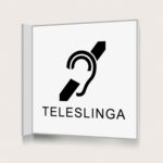 Flaggskylt Teleslinga Öra Vit 150 x 150 mm