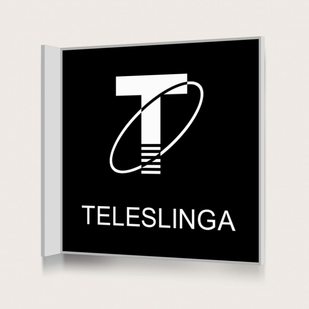 Flaggskylt Teleslinga Svart 150 x 150 mm