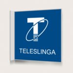 Flaggskylt Teleslinga Blå 150 x 150 mm