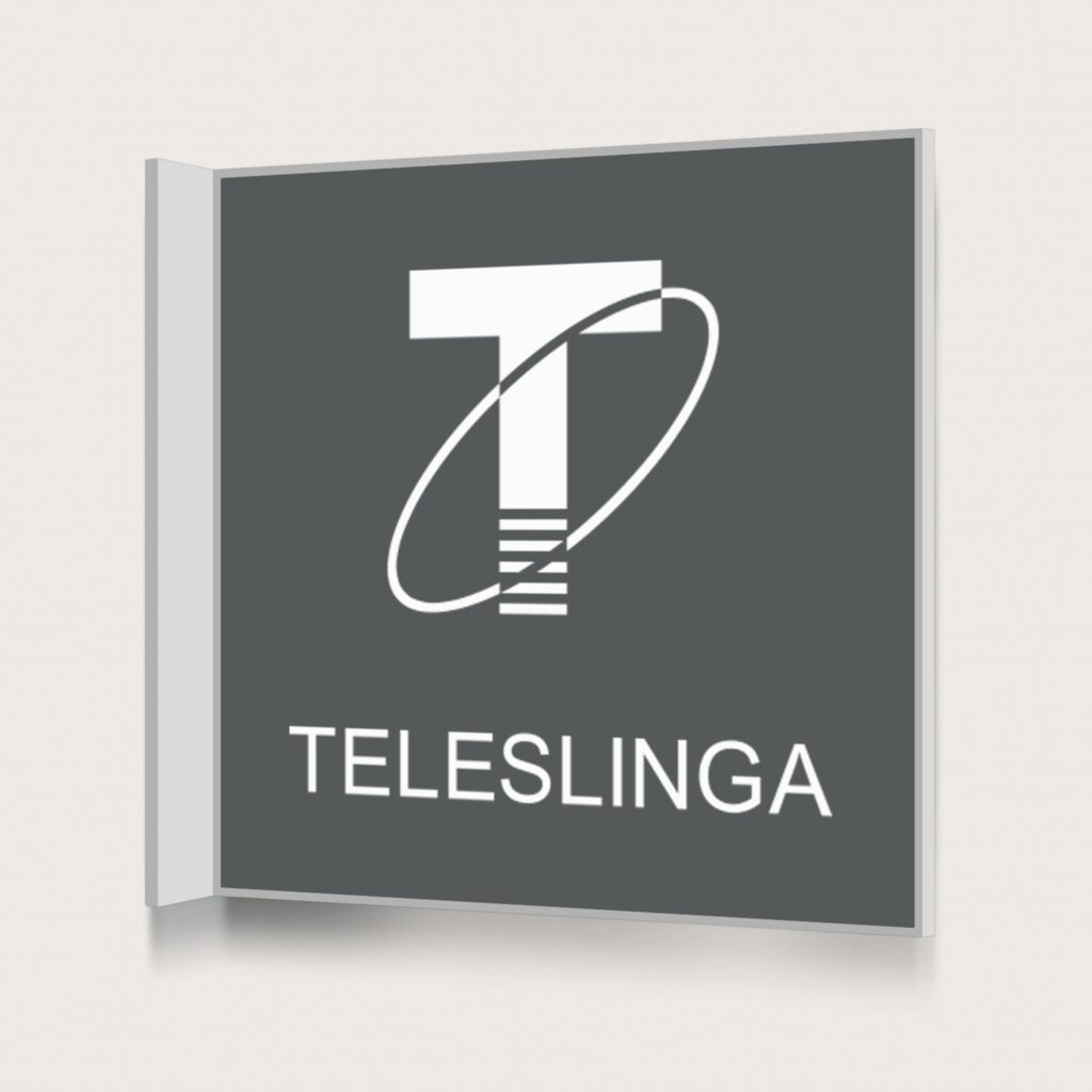 Flaggskylt Teleslinga Charcoal 150 x 150 mm